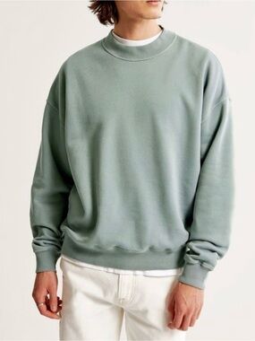 Abercrombie & Fitch Soft A&F Essentials Oversized Crew Sweatshirt Green  S
